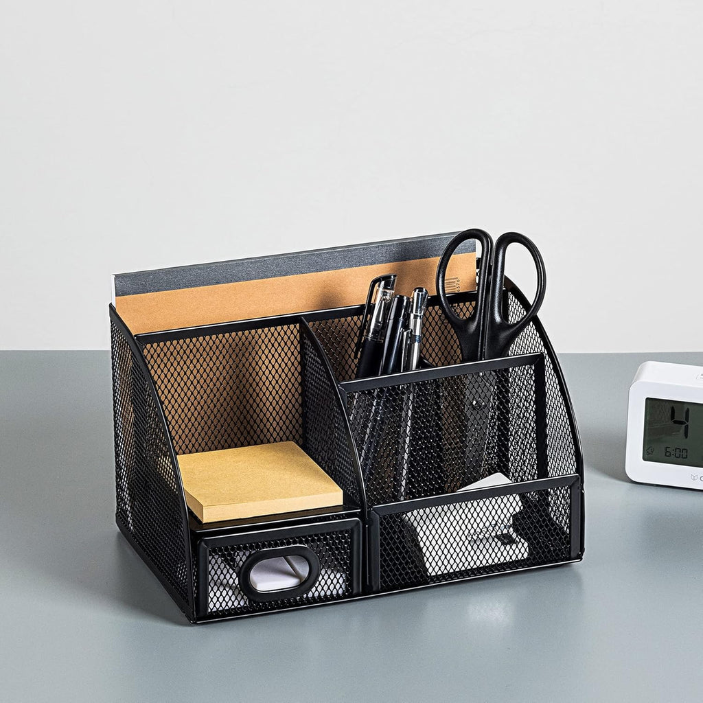 Basics Pen Holder and Desk Organizer, Office Caddy Storage, Black, ‎9.1" x 5.9" x 5.5''